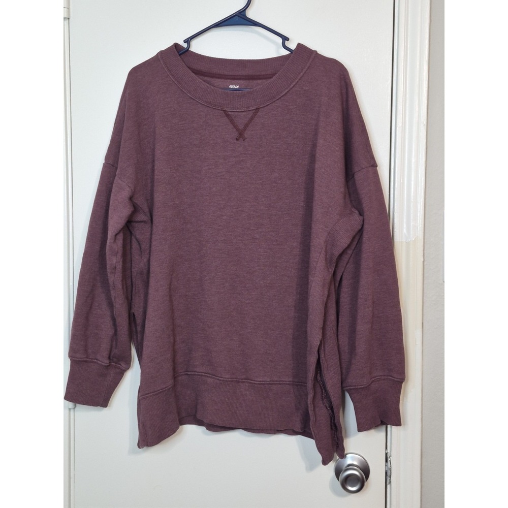 Aerie Sweatshirt Medium Oversized Mauve Purple Crew Neck Cozy Lounge Pullover